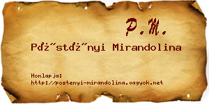 Pöstényi Mirandolina névjegykártya